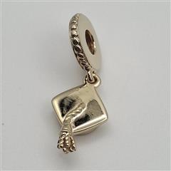 Pandora MET ALE 14K Yellow Gold Plated Graduation Cap Dangle Charm 761892C00